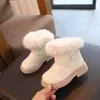 2023 neue Einfarbig Großbritannien Stil Mädchen Casual Stiefel Plüsch Winter Weiche Baby Jungen Kurze Stiefel Kinder Schuhe Kinder Drop Verschiffen