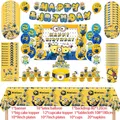 Cartoon Miniones Kids Birthday Party Decoration Latex Foil Balloons Yellow Paper Cup Plate Party