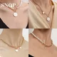 Fashion French Vintage Heart Shape Choker Imitation Pearl Necklaces for Women Gold Color Chains