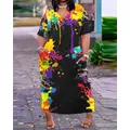 Rainbow Dress Women Fashion African Dress Party Evening Loose Maxi Long Dresses Sexy Oversized
