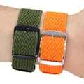 Perlon Woven Nylon Watch Band Soft Fabric Sport Bracelet Silver Black Stainless Steel Buckle Strap