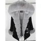 MaoMaoKong Natural Real Fox Fur Jacket Hooded Black Waterproof Woman Winter Warm Coat Parkas Luxury