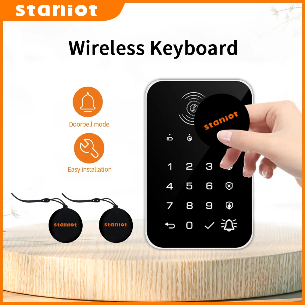 Staniot 433Mhz Drahtlose Touch Tastatur 2Pcs RFID Karte Arm Oder Entwaffnen Passwort Tastatur Für Tuya Smart Home Sicherheit alarm System,Heißer Verkauf in Deutschland, geeignet für 2G/GSM/4G Image