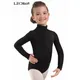 LZCMsoft Girls Spandex Nylon Turtleneck Long Sleeve Leotard Black Gymnastics Leotards Ballet Dance