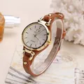 Frauen Casual Uhren Runden Zifferblatt Niet PU Lederband Armbanduhr Damen Analog Quarz Uhr Geschenk