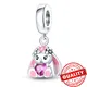 New Arrival Sterling Silver Charm Fit Pandora Bracelet 925 Silver Animal Flower Rabbit Holding Heart