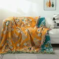 Textile City Cotton Gauze Flower Language Tassel Sofa Towel Double-sided Four Season Sofa Cover