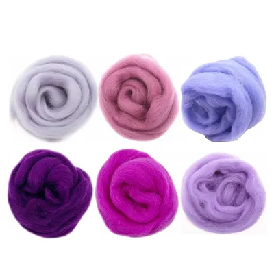 10g/50g/100g Lila Serie Wolle Fibre Blume Tier Spielzeug Wolle Roving Nadel Filzen Spinning DIY