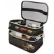 Double-layers Black Mesh Cosmetic Bag Travel Portable Large-Capacity Makeup Case Organizer Storage