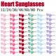 12-80Pcs Heart Sunglasses Rimless Fun Sunglasses Bachelor Party Favors Candy Colorful Glasses