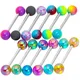 6PCS Stainless Steel Glorious Tongue Ring Bulk 14G Nipple Piercing Bar Lot Glitter Tongue Piercing