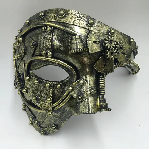 Steampunk Phantom Maskerade Cosplay Maske Ball Halbe Gesicht Männer Punk Kostüm Halloween-Party