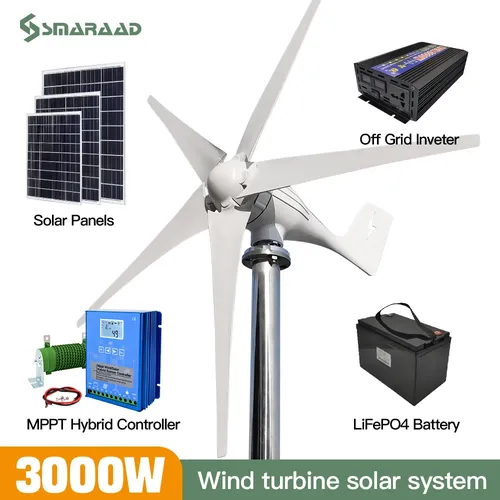 3000W Windkraft anlage 12V 24V 48V Windkraft anlage mit freier MPTT-Regler batterie 220V für den