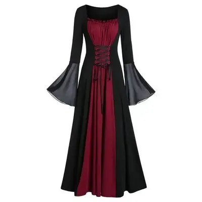 Halloween Mittelalter Renaissance Vampirkleid für Damen Vintage Cosplay Piratenkostüm Hexe Karneval Up Party Image