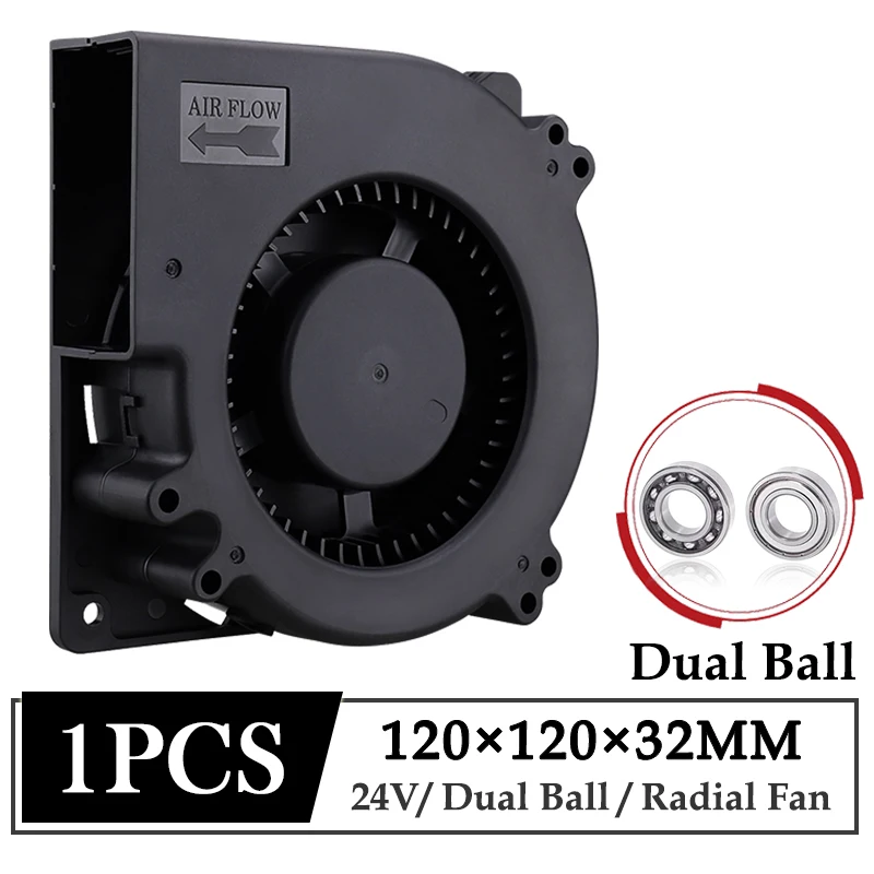1 Stück Gdstime DC 24 V Lüfter 120 x 120 x 32 mm 120 mm Dual Ball Industrie tragbarer Gebläse 12032 12 cm Computer Radial Turbo Lüfter Image