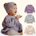 2023 neue Baby pullover Herbst Winter einfarbige Strick pullover für Baby Kleinkind lose Rundhals