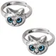 Nette Blue Eye Cat Tier Ringe für Frauen Mädchen Mode Silber Farbe Eule Öffnung Einstellbar Ring