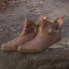 Renaissance Medieval Männer der Viking Ritter Prinz Schuhe Vintage Braun Schnalle Leder Stiefel