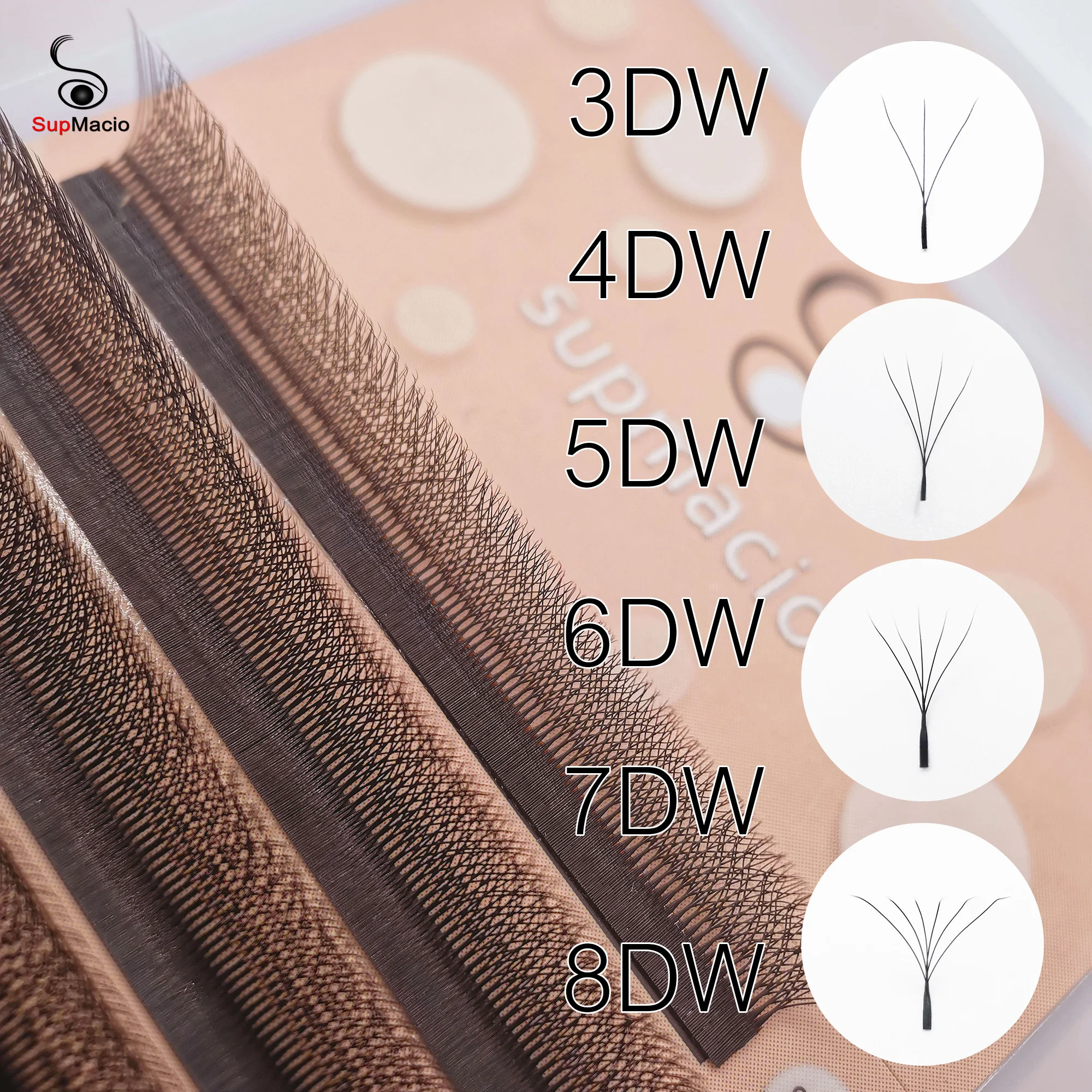 SUPMACIO W Form 3D 4D 5D Vorgefertigten Volumen Fans Automatische Blüte Natur Weichen Licht Clover Wimpern Blüte Wimpern Verlängerung extensiones de pestañas pestañas postizas maquillaje profesional Image