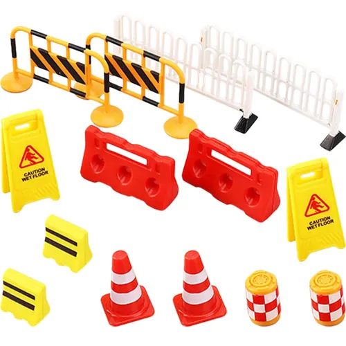 14 Stück Verkehrs straßen schild Barrikade Miniatur Zeichen Spielzeug Kuchen Baustelle Spielzeug