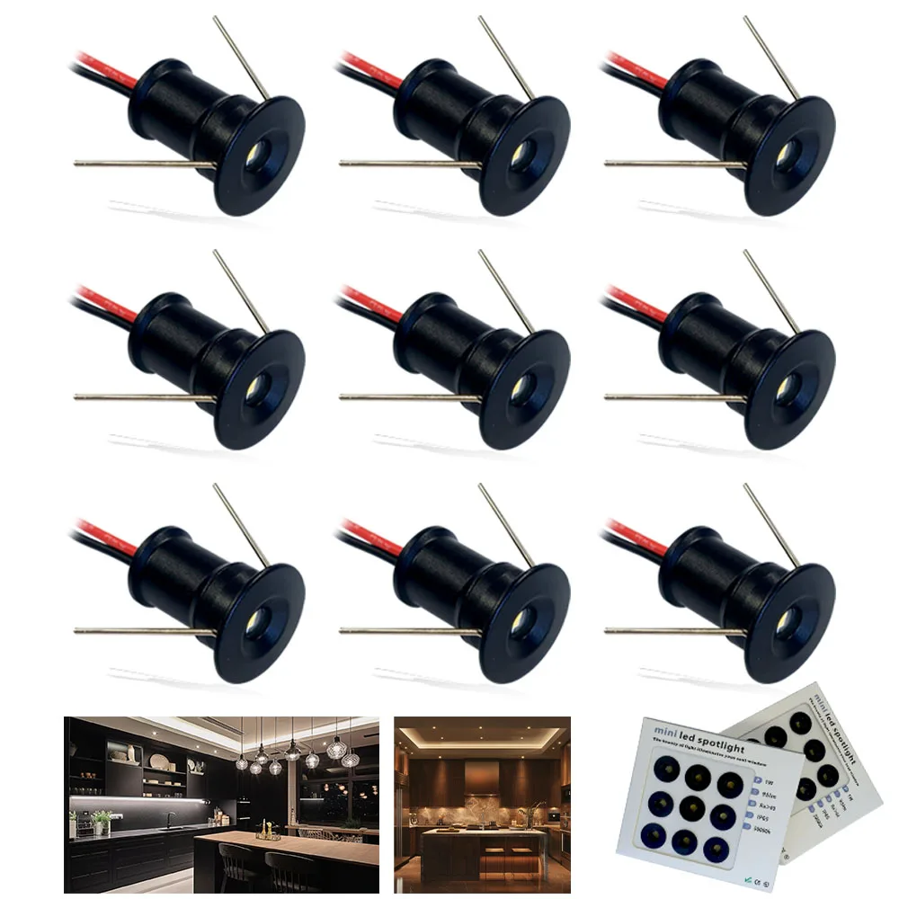 IP65 Mini-Spot-LEDs, 1 W, 12 V, dimmbar, Umgebungsstrahler, Einbau-Downlight für Decke, Schlafzimmer, Treppe, Schrank, Spotlicht