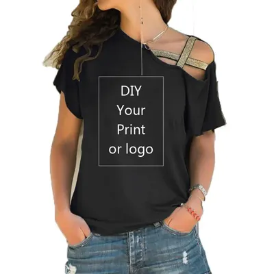 Individuelle Druck T Shirt für Frauen DIY Ihre wie Foto oder Logo Top T-shirt Femme Unregelmäßigen