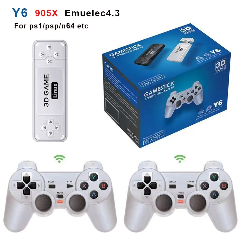 Boyhom y6 2,4g drahtlose spiel tv-stick retro ps1 familie 4k hd tragbare videospiel konsole unterstützt multiplayer 10000 spiele
