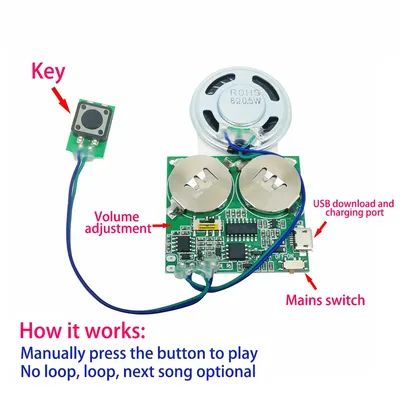 Beschreibbares Sound modul Tastens teuerung Soundchip 8m MP3 WAV Musik Voice Player programmier bare Image