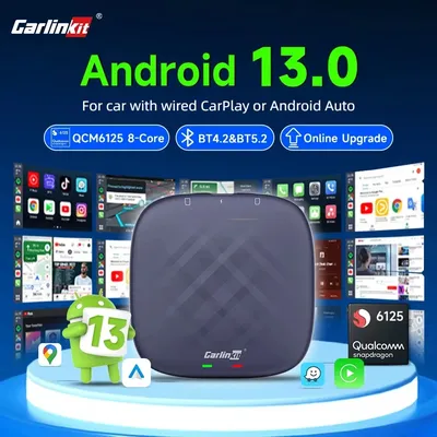 Android 13 CarlinKit Android Auto Wireless CarPlay AI TV Box QCM6125 8-Core Split Screen 64G 128G Für Netflix YouTube Play Store