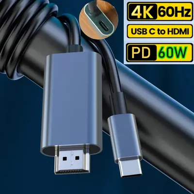 USB-C-auf-HDMI-Kabel 4K Typ C USB-auf-HDMI-4K-Adapter-Konverterkabel mit Power-PD-Aufladung für Image