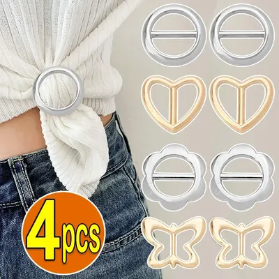 1/4pcs T-Shirt Saum geknotete Brosche Ring Kleidung Accessoires Mode Taille Metall Ecke geknotete