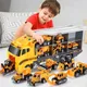 Big Construction Container Transporter Spielset mit 6 Stück Mini Fahrzeug träger LKW Engineering