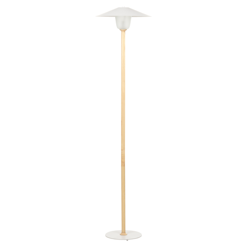 Stehlampe Weißer Metallschirm Eichenholzrahmen Minimalistisch Skandinavischer Stil