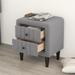 Wooden Nightstand with 2 Drawers,Fully Assembled Except Legs and Handles