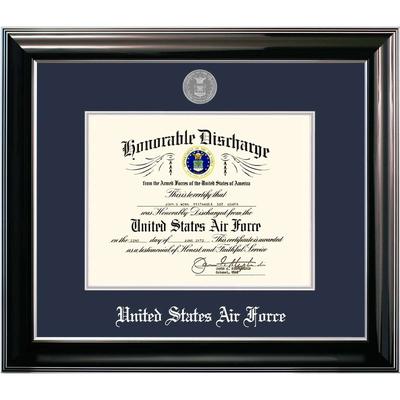 Patriot Frames Air Force 8x10 Discharge Classic Black Frame with Silver Medallion