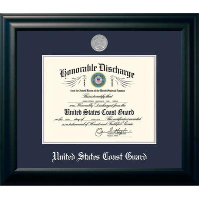 Patriot Frames Coast Guard 8.5x11 Discharge Black Frame Silver Medallion