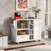 Kitchen Island Cart with Storage Cabinet and Two Locking Wheels, Microwave cabinet, Floor Standing Buffet Server Sideboard