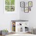 UTEX Corner Reading Nook, Bench with Storage, Corner Cabinet with 3 Cubbies for Living Room, Bedroom, White