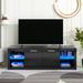 Black TV Stand Entertainment Center with Storage Cabinet & LED Lights - 61.00" x 17.00" x 18.90"