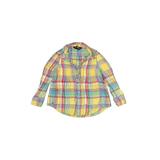 Ralph Lauren Long Sleeve Button Down Shirt: Yellow Checkered/Gingham Tops - Kids Girl's Size 4