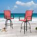 2Pcs Dining Set Bar Height Stools Swivel Chairs With Armrest All Weather Metal Outdoor Furniture For Bistro Yard (Red)