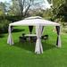 10 X 13 Patio Gazebo Outdoor Gazebo Canopy with Mosquito Netting and Curtains Double-Roof Soft Top Gazebo Canopy for Patio Deck Backyard Garden Lawns (10 X 13 Grey)