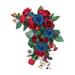 Artificial Flower Swag Green Leaves Silk Flowers for Backdrop Ceremony Table Red Blue
