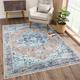 Non-Slip Rugs Washable Runner - Peach / Blue Traditional Persian Runner for Entryway Hallway Bathroom and Kitchen