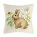 ON SALE! SDJMa Throw Pillow Covers Colored Spring Flower Grass Around The Rabbit Printed Decorative Pillow Case Cushion Cover Home Decoration Cotton Linen Pillowcases 18 x 18 Inch