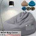 S/M/XL Bean Bag Sofa Cover with 3 Pockets without Filler Linen Cloth Lounger Seat Bean Bag Pouf Puff Couch Tatami Living Room