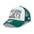 Men's New Era White/Green York Jets Stacked A-Frame Trucker 9FORTY Adjustable Hat