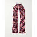 Missoni - Fringed Striped Crochet-knit Wool Scarf - Red