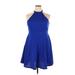 Shein Casual Dress - Mini Halter Sleeveless: Blue Print Dresses - Women's Size 2X