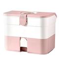 Bassulouda Case Organizer with Removable Tray Portable Handle Family Emergency Medicine Kit Pink